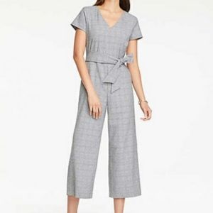 NWT Ann Taylor Wide-Leg Plaid Jumpsuit with Belt